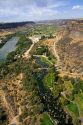 Aerial view of Blue Lakes Country Club golf course in the Snake River Canyon at Twin Falls, Idaho, USA.