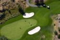 Aerial view of Blue Lakes Country Club golf course in the Snake River Canyon at Twin Falls, Idaho, USA.