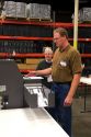 Optical scanner reading marked paper voting ballots in Boise, Idaho, USA.
