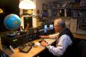 Ham radio operator in his radio shack located in Shelton, Washington, USA. MR