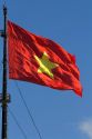 The flag of Vietnam.