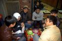 Young Vietnamese men socialize during Tet celebrations in Hanoi, Vietnam.