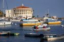 The Catalina Casino and Avalon harbor on Catalina Island, California, USA.