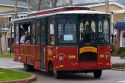 Trolley in the town of Avalon on Catalina Island, California, USA.