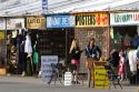 People and boardwalk retail space at Venice Beach, Los Angeles, California.