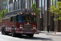 Fire engine in downtown Chicago, Illinois, USA.