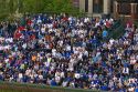 Fans in bleachers watch a Cubs baseball game at Wrigley Field in Chicago, Illinois, USA.