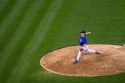 Chicago Cubs pitcher Rich Harden throwing a pitch at Wrigley Field, Chicago, Illinois, USA.
