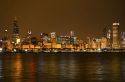 Chicago skyline at night, Illinois, USA.