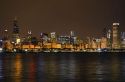 Chicago skyline at night, Illinois, USA.