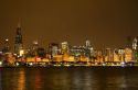 Chicago skyline at night, Illinois, USA.