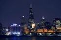 Chicago skyline at night, Illinois, USA.