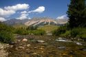 The Big Wood River and the Pioneer Mountains near Sun Valley, Idaho, USA.