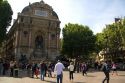 The Fontaine Saint-Michel located in the Place Saint-Michel, Paris, France.