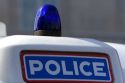 Police sign on a law enforcement vehicle in Paris, France.