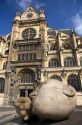 L'Ecoute modern sculptural public art by Henri de Miller in front of the Eglise Saint-Eustache in Paris, France.