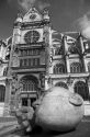 L'Ecoute modern sculptural public art by Henri de Miller in front of the Eglise Saint-Eustache in Paris, France.