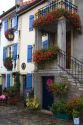 Flower boxes on homes in the commune of Rodemack, northeast France.