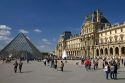 The glass pyramid at the Louvre Palace housing the Louvre Museum in Paris, France.