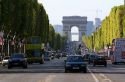 The Arch de Triomphe at the west end of the Avenue des Champs-Elysees in Paris, France.