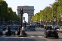 The Arch de Triomphe at the west end of the Avenue des Champs-Elysees in Paris, France.