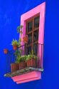 Colorful window on a building in the city of Puebla, Puebla, Mexico.