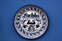 Talavera pottery plate in the city of Puebla, Puebla, Mexico.