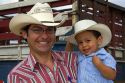 Costa Rican rancher and his son at Liberia, Costa Rica. MR