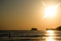Sunset fishing in the Pacific ocean at Playa Carrillo near Samara, Costa Rica.