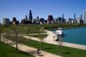 View of the Chicago skyline from the waterfront, Illinois, USA.