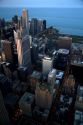 Aerial view of the city and Lake Michigan waterfront from the Willis Tower in Chicago, Illinois, USA.