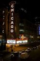 A night view of the Chicago Theatre on North State Street in the Loop area of Chicago, Illinois, USA.