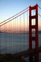 The Golden Gate Bridge at dusk in the San Francisco Bay area, California, USA.