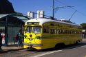 Retro streetcar public transportation in San Francisco, California, USA.