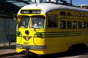 Retro streetcar public transportation in San Francisco, California, USA.
