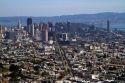 View of the city and Market Street from Twin Peaks in San Francisco, California, USA.