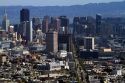 View of the city and Market Street from Twin Peaks in San Francisco, California, USA.
