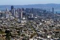 View of the city and Market Street from Twin Peaks in San Francisco, California, USA.