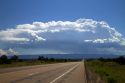 Stratocumulus clouds building over the desert near Cuba, New Mexico, USA.