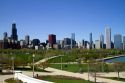 View of the Chicago skyline from the waterfront, Illinois, USA.