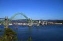Yaquina Bay Bridge spanning the Yaquina Bay south of Newport, Oregon, USA.