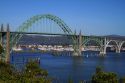Yaquina Bay Bridge spanning the Yaquina Bay south of Newport, Oregon, USA.