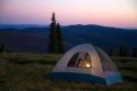 Tent camping at the summit of Green Mountain along the historic Magruder Corridor road that devides the Frannk Church-River of No Return Wilderness Area and the Selway-Bitterwoot Wilderness in Idaho, USA.