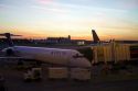 Delta airliner during sunset at the Minneapolis-Saint Paul International Airport located in Fort Snelling, Minnesota, USA.
