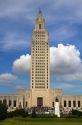 Demonstrators protest educational funding cuts on the steps of the state capitol building in Baton Rouge, Louisiana, USA.