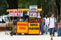 Street vendors selling ice cream and hot dogs in Buenos Aires, Argentina.