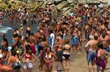 Beach scene at Mar del Plata, Argentina.