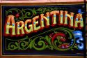 Colorful signage on a building in the La Boca barrio of Buenos Aires, Argentina.