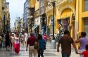 Calle De Mercaderes is a pedestrian street near Plaza Mayor in Lima, Peru.