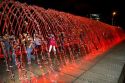 Water fountains light up at night in the Magic Circuit of Water park in Lima, Peru.